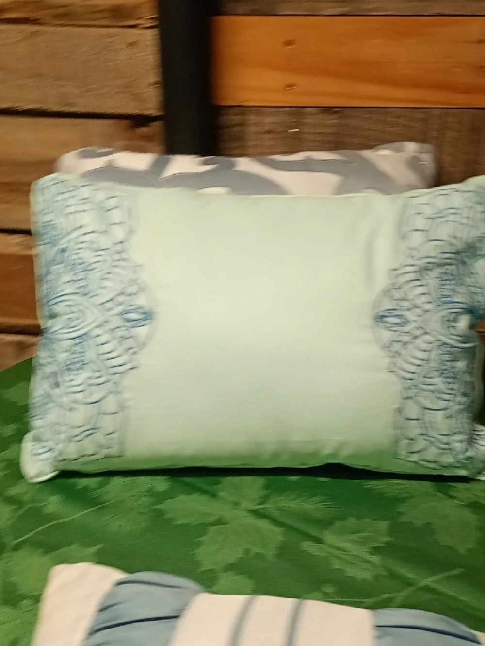 Elegant Blue & Cream Decorative 3 Pillow  Set - Home Bedding